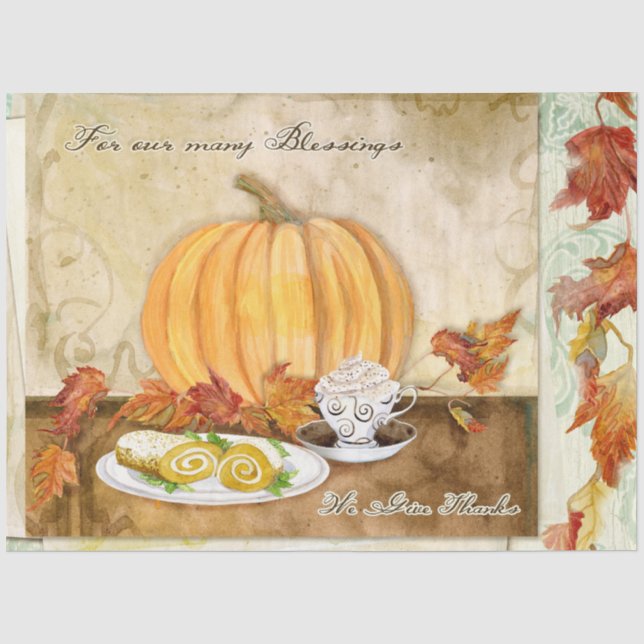 Pumpkin Herbst Ernte Kaffeeküche Dekoration Seidenpapier (Vorderseite)