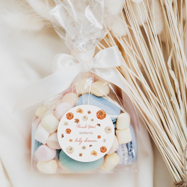 Pumpkin Herbst Herbst Kinderdusche danke Runder Aufkleber (Von Creator hochgeladen)