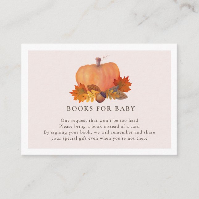 Pumpkin Herbst lässt rot rosa Bücher für Baby Begleitkarte (Vorderseite)