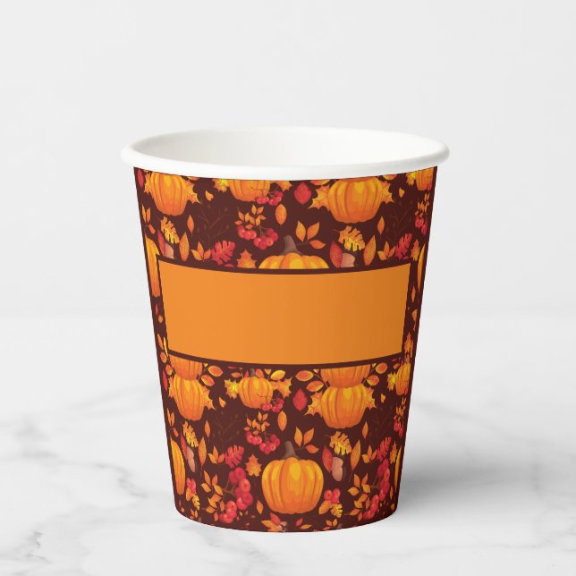 Pumpkin Herbst Personalisiert Pappbecher (Vorderseite)
