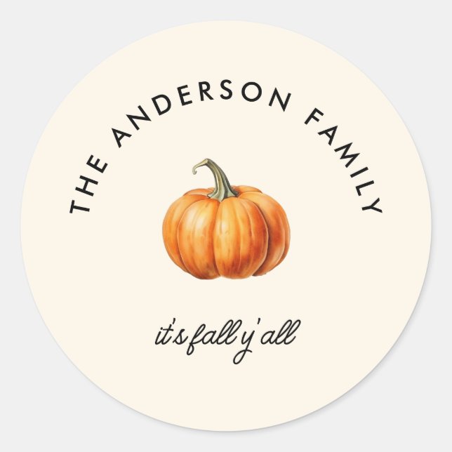 Pumpkin Herbst seinen Fall y'all Dekoration Runder Aufkleber (Vorderseite)