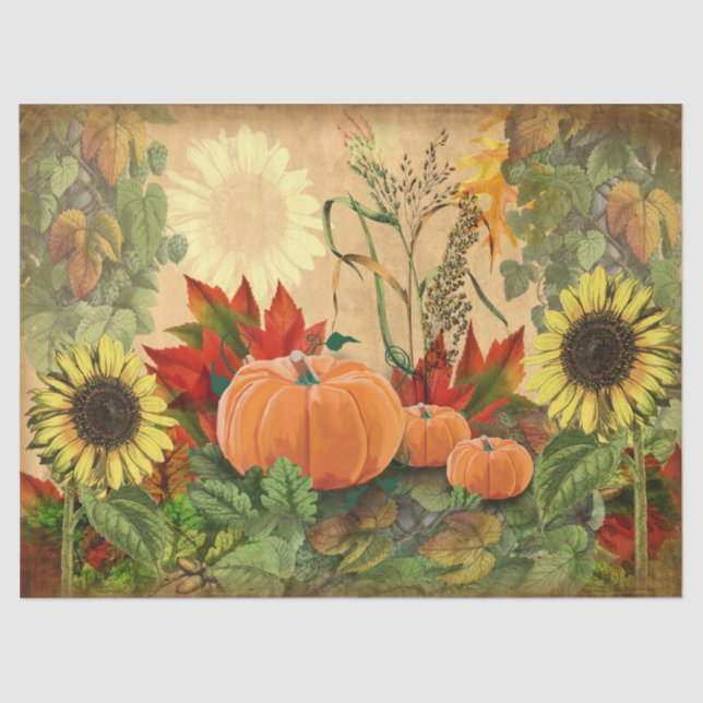 Pumpkin Herbst Sonnenblume Seidenpapier (Vorderseite)