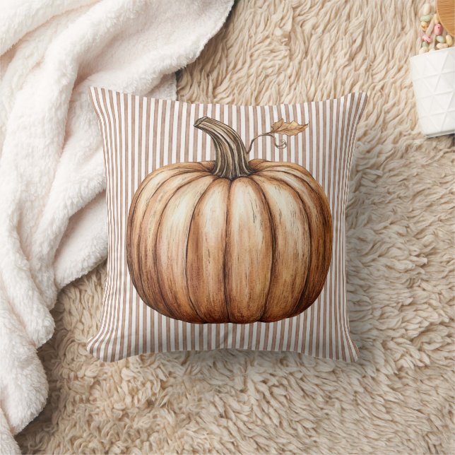 Pumpkin Herbstfall Bauernhof Streifen Kissen (Decke)