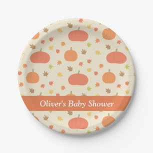 Pumpkin Herbstlaubs Pattern Baby Dusche Teller