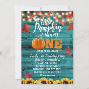 Pumpkin Herbstleaves Aquamarin Sonnenblume 1. Gebu Einladung