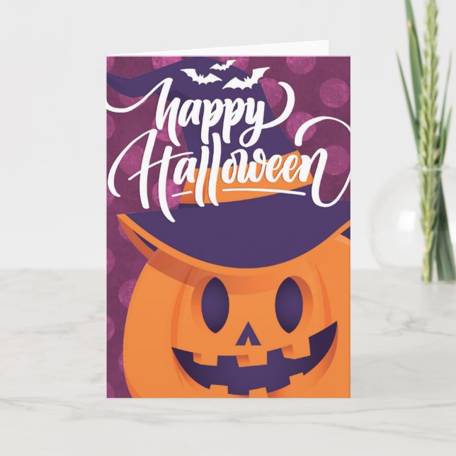 Pumpkin Hexe Happy Halloween Karte (Vorderseite)