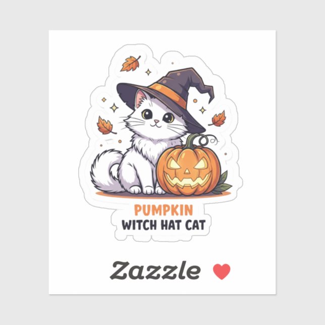Pumpkin Hexenhut Cat - Niedliches Halloween Aufkleber (Blatt)