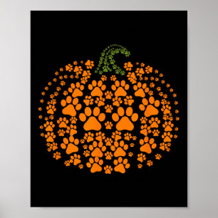 Pumpkin Hund Katzenpaw Print Halloween Päpsel Love Poster