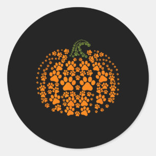 Pumpkin Hund Katzenpaw Print Halloween Päpsel Love Runder Aufkleber
