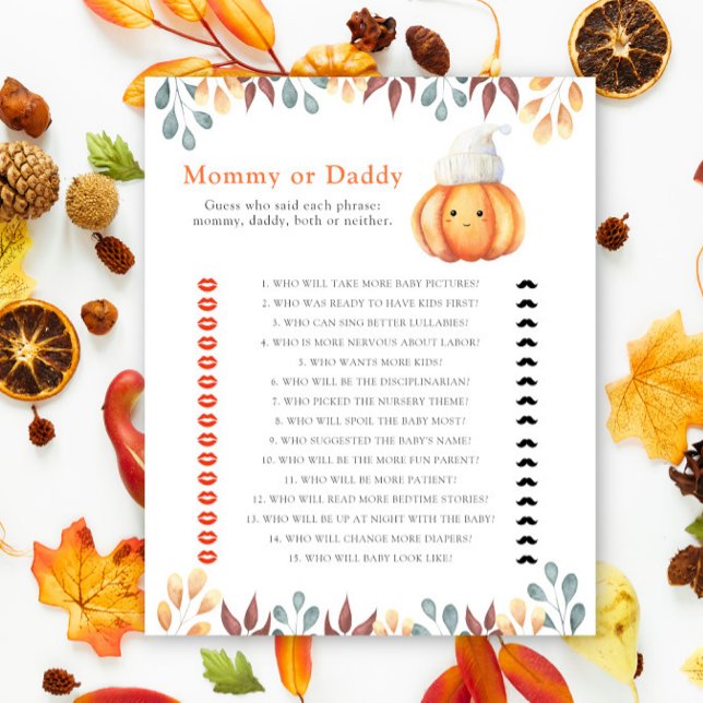 Pumpkin in hat - Mama oder Papa Baby Dusche Spiel (Von Creator hochgeladen)