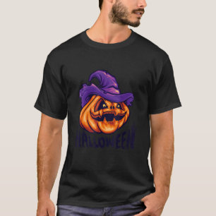 Pumpkin Jack O' Lantern Face Evil Lmile Halloween T-Shirt