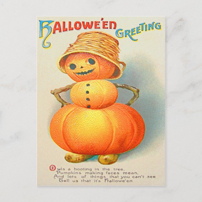 Pumpkin Jack O' Lantern Snowman Postkarte (Vorderseite)