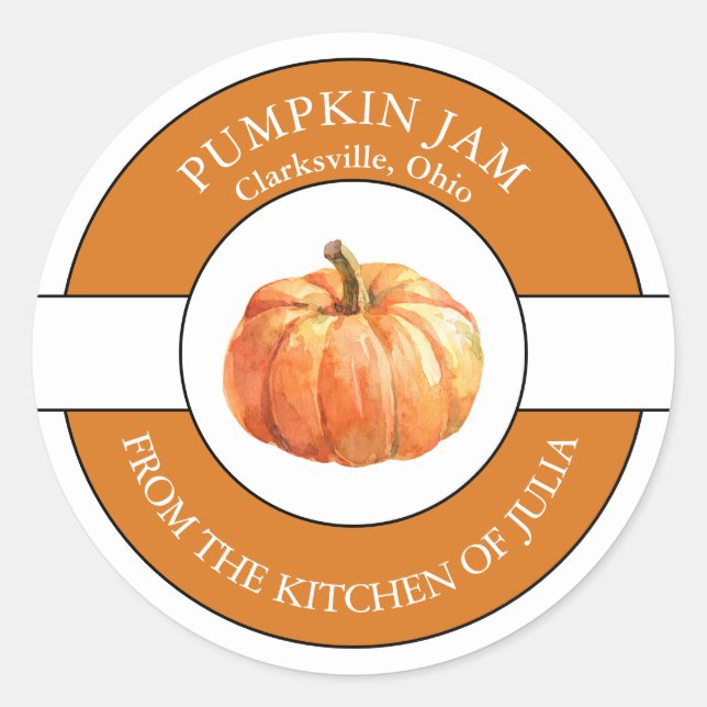 Pumpkin-Jam-Label Runder Aufkleber (Vorderseite)