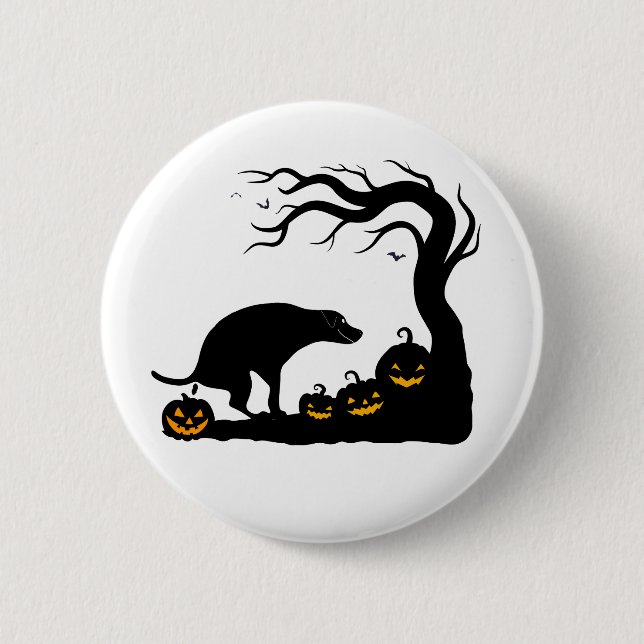 Pumpkin Kackte Patrol Funny Halloween Hund Button (Vorderseite)