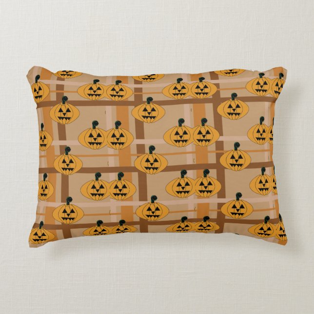 Pumpkin Kariert Dekokissen (Vorderseite)