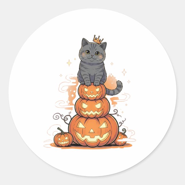 Pumpkin King Brit - Regal British Shorthair Runder Aufkleber (Vorderseite)