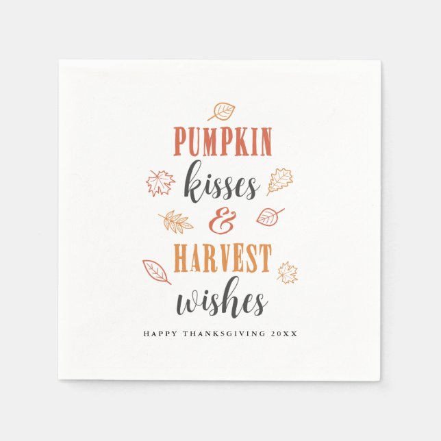 Pumpkin Kisses & Harvest wünscht Erntedank Serviette (Vorderseite)