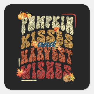 Pumpkin Kisses und Harvest Wünsche Quadratischer Aufkleber