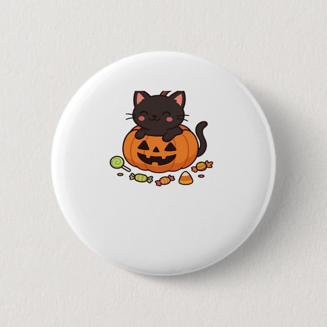 Pumpkin Kitty Parade Essential T - Shirt Button (Vorderseite)
