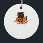 Pumpkin Kitty Parade Essential T-Shirt Keramik Ornament<br><div class="desc">Pumpkin Kitty Parade Essential T-Shirt</div>