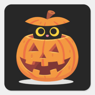 Pumpkin Kitty Quadratischer Aufkleber
