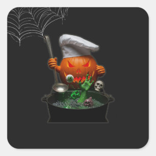 Pumpkin Koch Halloween-Party - Spooky Touch Quadratischer Aufkleber