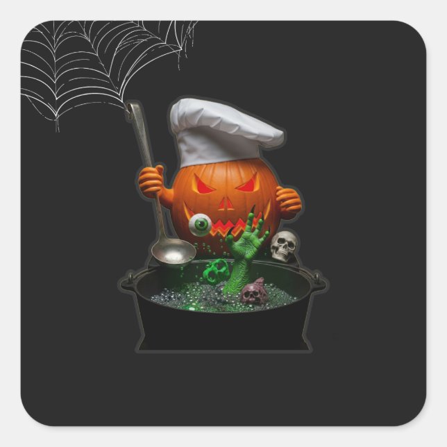 Pumpkin Koch Halloween-Party - Spooky Touch Quadratischer Aufkleber (Vorderseite)