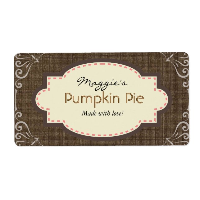 Pumpkin-Kuchen-Labels, benutzerdefinierte Vorlage (Vorne)