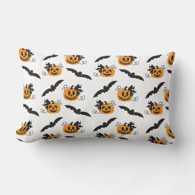 Pumpkin Kürbislaterne Bat Black Orange Muster Lendenkissen (Vorderseite)