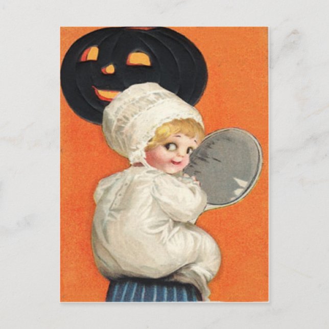 Pumpkin Kürbislaterne Girl Postkarte (Vorderseite)