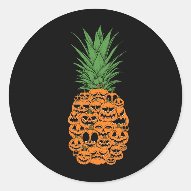 Pumpkin Kürbislaterne Party Kostüm für Ananas Runder Aufkleber (Vorderseite)