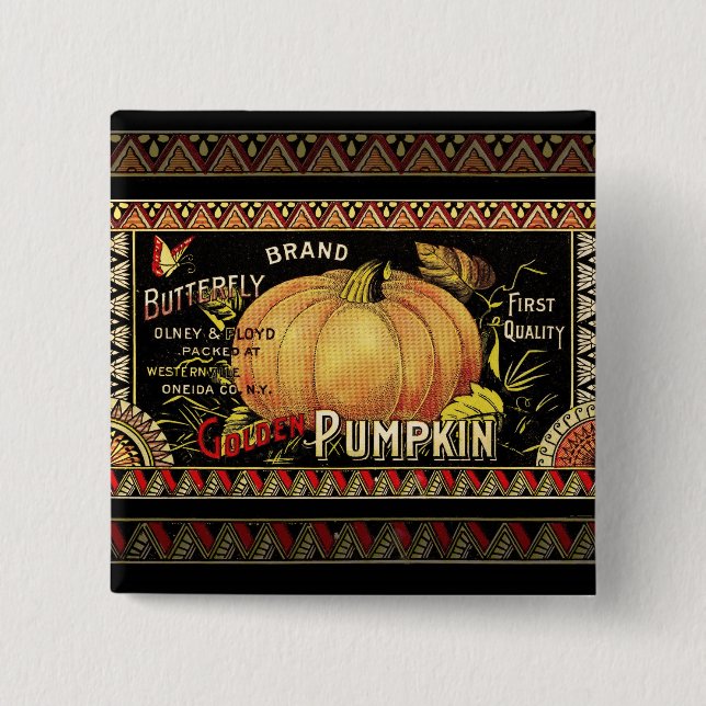 Pumpkin Label Antique Butterfly Marke Button (Vorderseite)