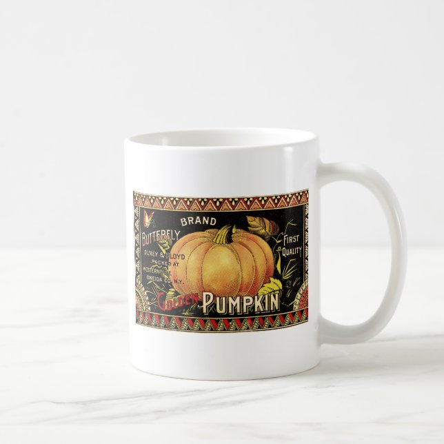 Pumpkin Label Antique Butterfly Marke Kaffeetasse (Rechts)