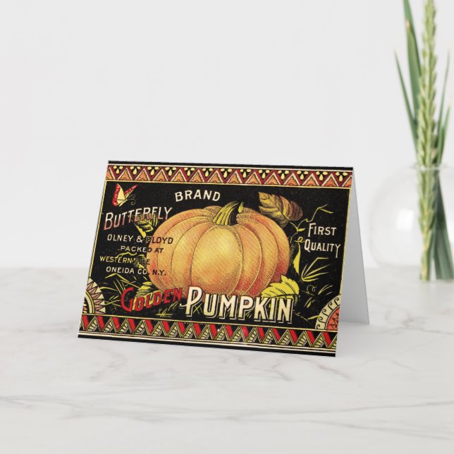 Pumpkin Label Antique Butterfly Marke Karte (Vorderseite)