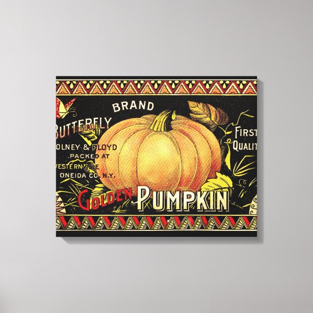 Pumpkin Label Antique Butterfly Marke Leinwanddruck (Vorderseite)