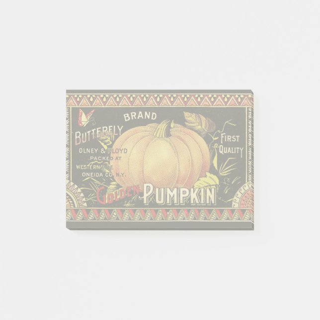 Pumpkin Label Antique Butterfly Marke Post-it Klebezettel (Vorderseite)
