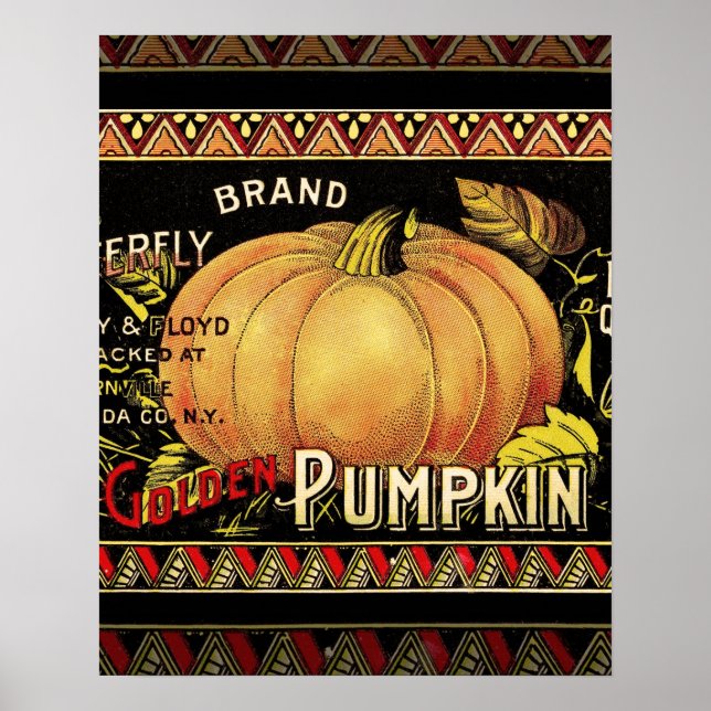 Pumpkin Label Antique Butterfly Marke Poster (Vorne)