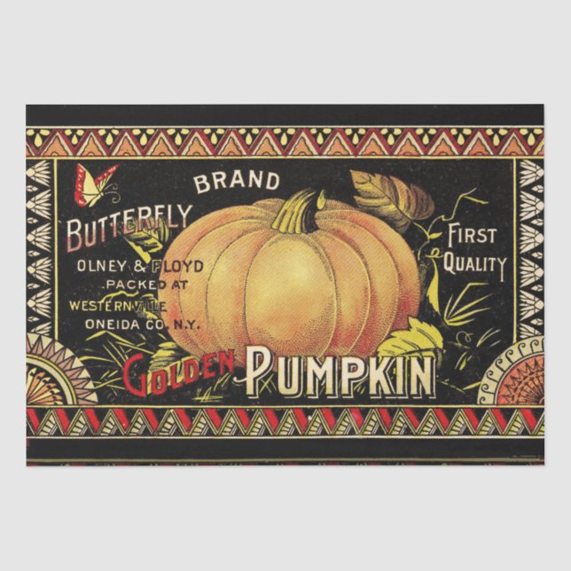 Pumpkin Label Antique Butterfly Marke Seidenpapier (Vorderseite)