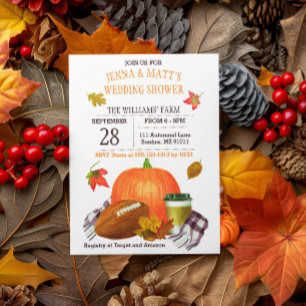 Pumpkin Latte Football Navy Pum Polterabend Einladung