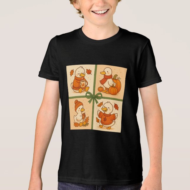 Pumpkin Latte Goose Goose Fall Tri-Blend Shirt (Vorderseite)