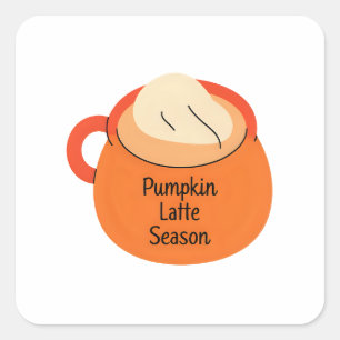 Pumpkin Latte Season - Cosy Fall Coffee Art Quadratischer Aufkleber