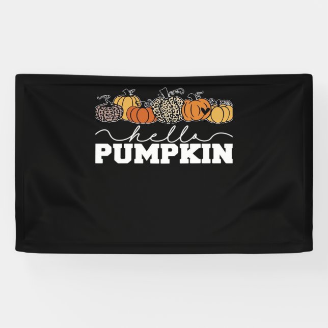 Pumpkin Leopard Fall Frauen Niedliche Herbstsaison Banner (Horizontal)