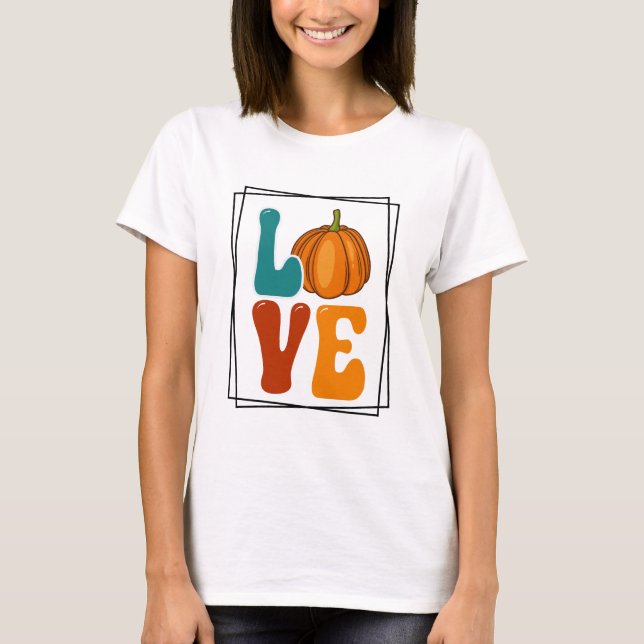 Pumpkin LIEBE Herbst Frauen T-Shirt (Vorderseite)