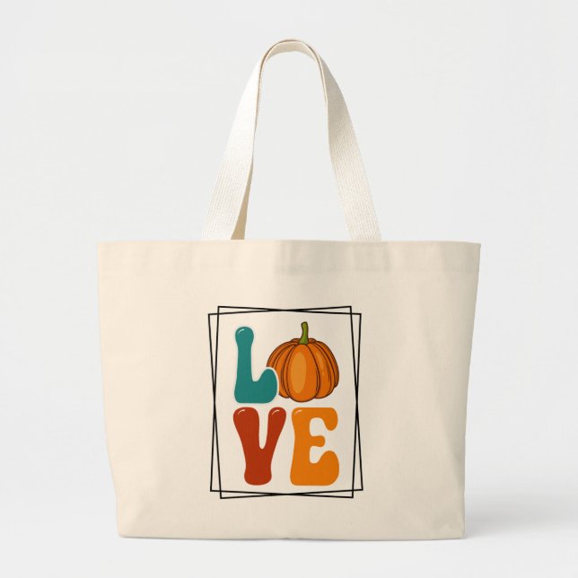 Pumpkin LIEBE Herbst Herbst Jumbo Stoffbeutel (Vorne)
