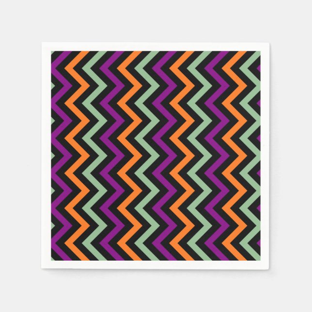 Pumpkin, Lila, grün und schwarz V. Zickzack Papier Serviette (Vorderseite)