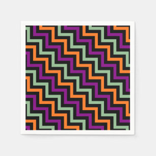 Pumpkin, Lila, Grün und Schwarz, Zickzack Papier Serviette