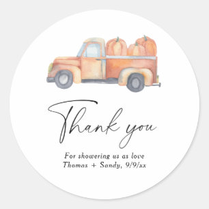 Pumpkin-LKW - Danke, Baby Dusche Runder Aufkleber