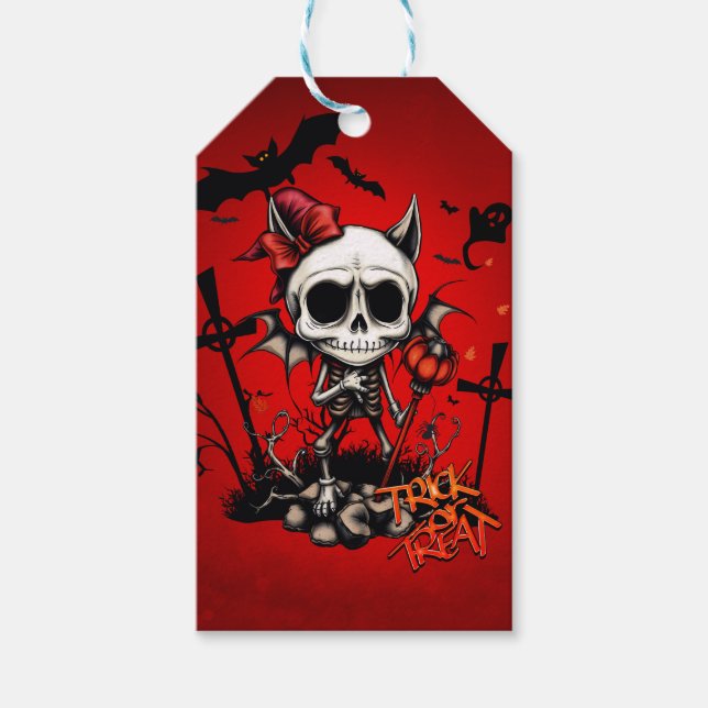 Pumpkin Magic und Knochen Spaß. Geschenkanhänger (Vorderseite)