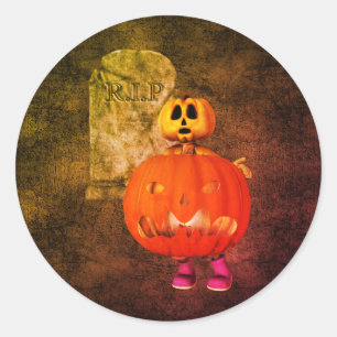 Pumpkin Man Grabstein Halloween Runder Aufkleber