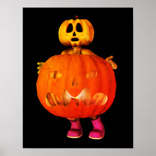 Pumpkin-Mann mit Kürbislaterne Halloween Poster